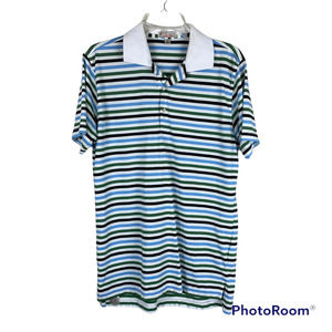 Peter Millar Striped Polo Shirt - Blue, Green, Black, White